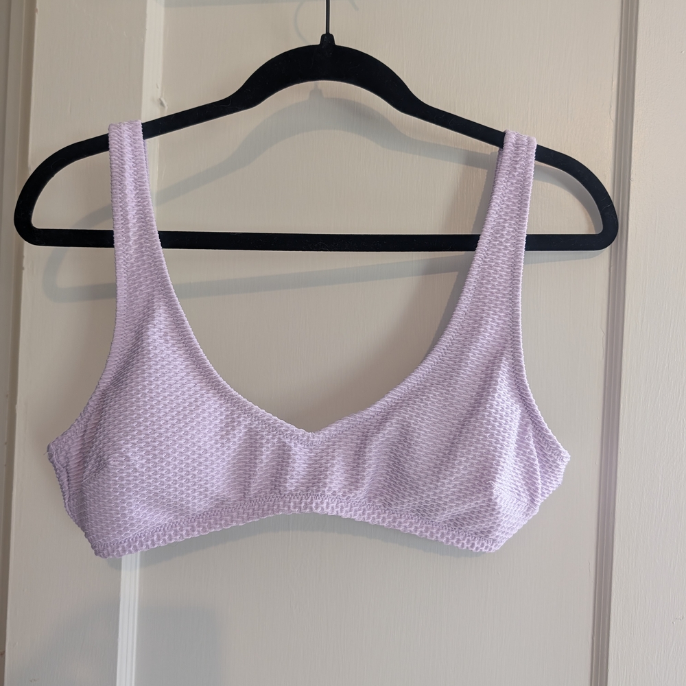 aerie Scoop Light Lavender Textured Bikini Top